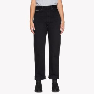Selvedge high-waist wide-leg jeans